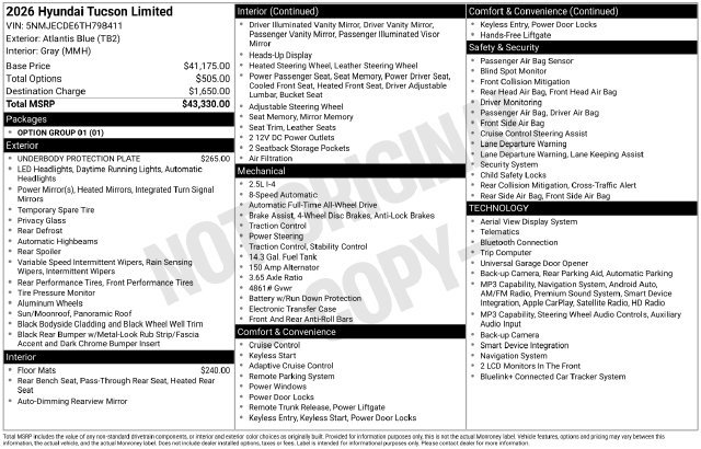 New 2026 Hyundai Tucson Limited AWD/4WD image 44