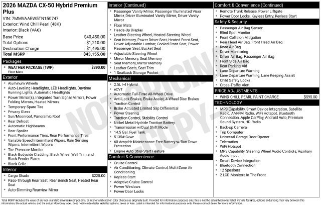 Used 2026 MAZDA CX-50 2.5 Hybrid w/ Weather Package AWD/4WD image 2