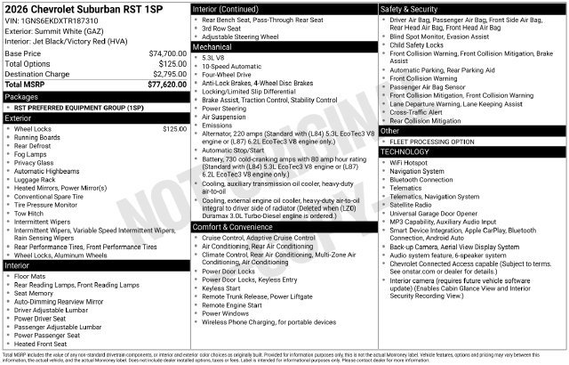 Used 2026 Chevrolet Suburban RST AWD/4WD image 20