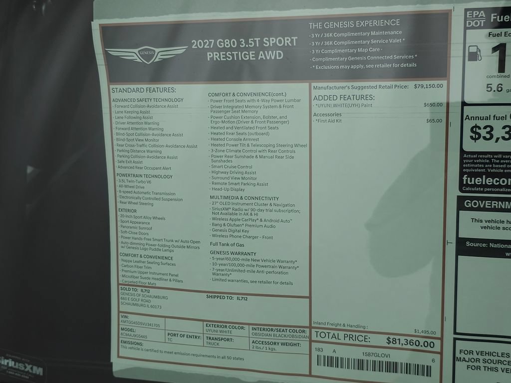 New 2027 Genesis G80 3.5T Sport Prestige AWD/4WD image 32