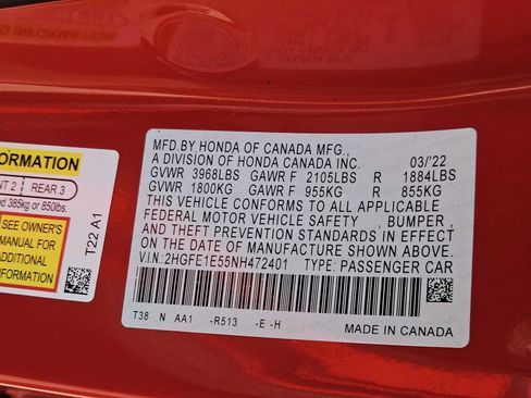 Certified 2022 Honda Civic Si image 32