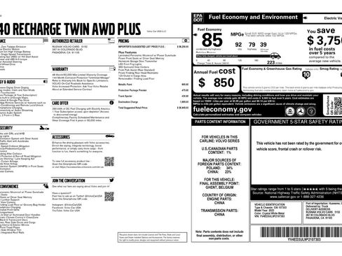 Used 2023 Volvo XC40 Recharge Plus w/ Protection Package Premier image 54