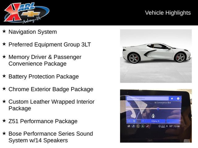 Certified 2023 Chevrolet Corvette Stingray Premium Cpe w/ Z51 Performance Package RWD image 2