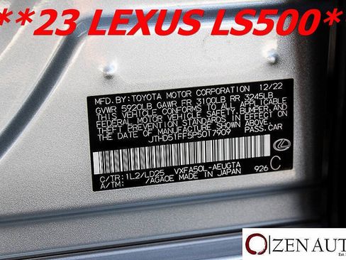 Used 2023 Lexus LS 500 w/ Accessory Package (Z1) RWD image 57