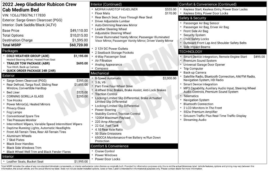 Used 2022 Jeep Gladiator Rubicon w/ Cold Weather Group AWD/4WD image 13