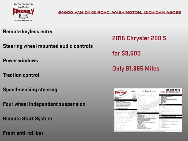Used 2015 Chrysler 200 S w/ Comfort Group FWD image 6