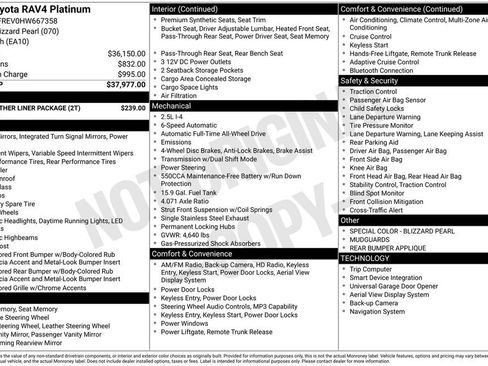 Used 2017 Toyota RAV4 Platinum w/ All Weather Liner Package image 3