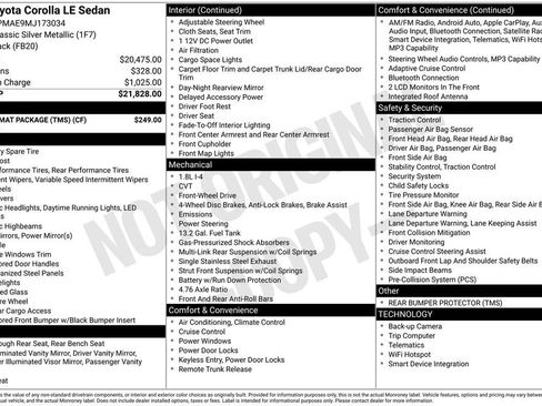 Used 2021 Toyota Corolla LE w/ Carpet Mat Package (TMS) FWD image 16