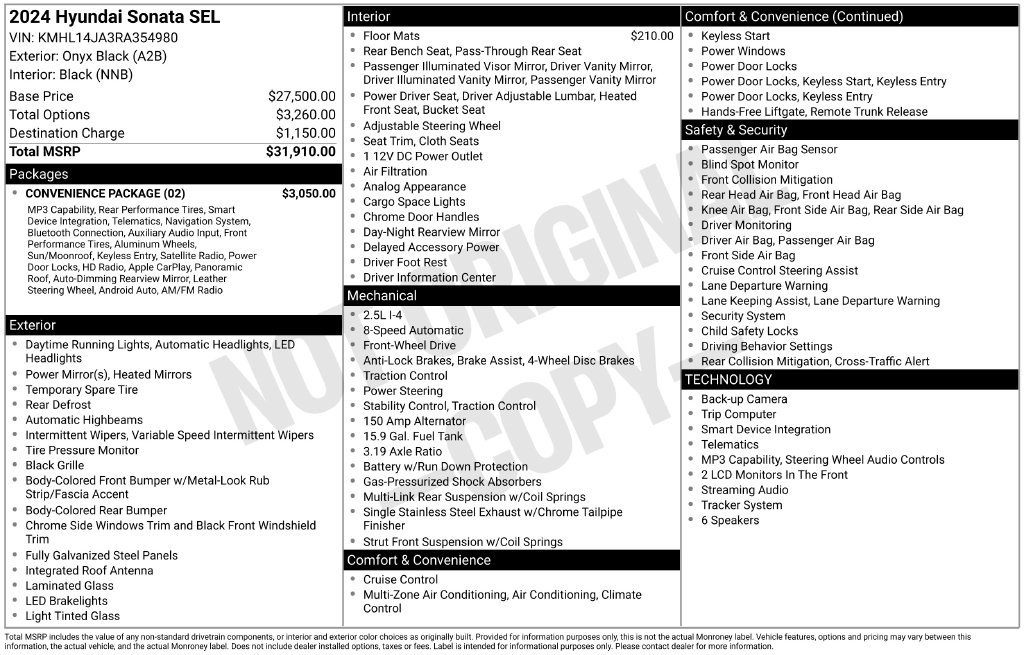 Used 2024 Hyundai Sonata SEL w/ Convenience Package FWD image 26