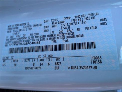 New 2025 Ford F150 Raptor w/ Equipment Group 803A Raptor R image 17