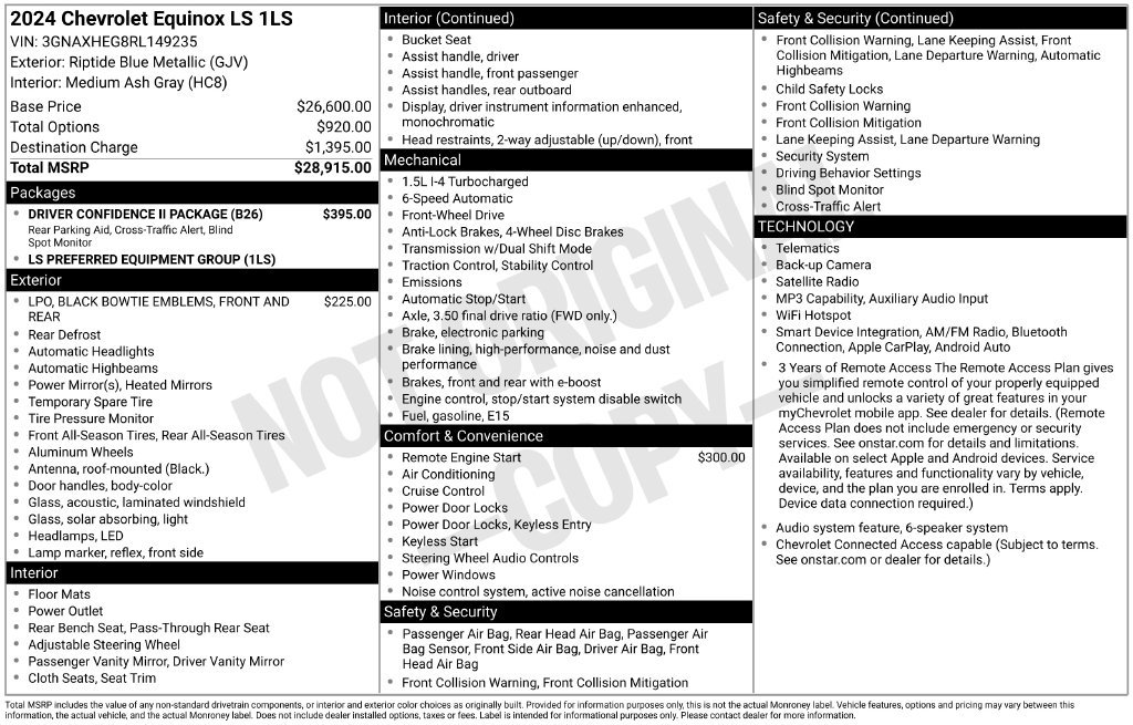 Used 2024 Chevrolet Equinox LS w/ Driver Confidence II Package FWD image 3
