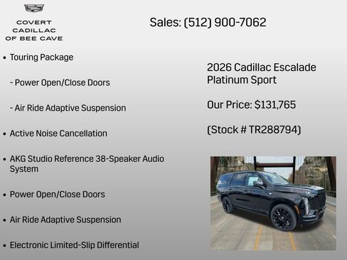 New 2026 Cadillac Escalade Platinum Sport w/ LPO, ONYX Package AWD/4WD image 30