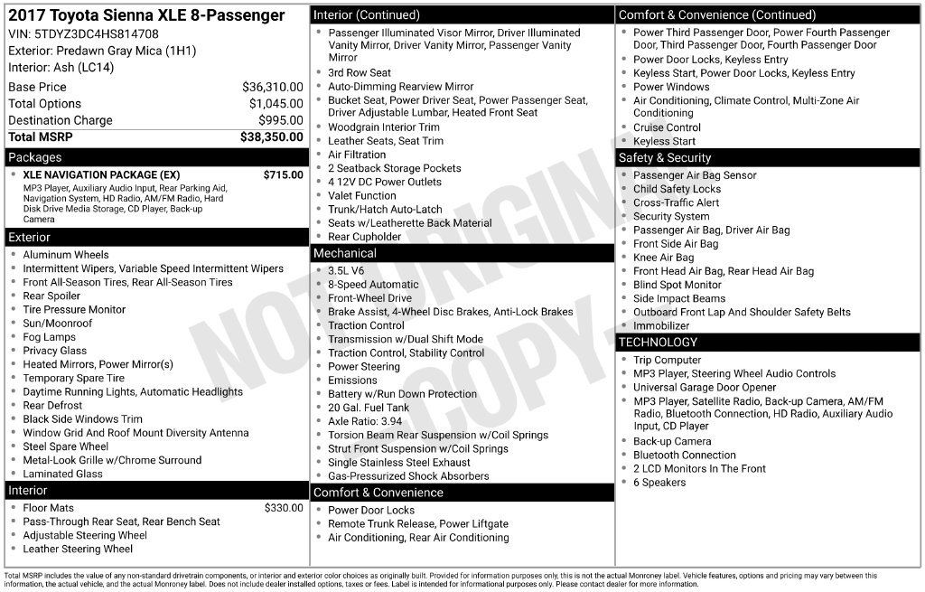 Used 2017 Toyota Sienna XLE w/ XLE Navigation Package FWD image 24