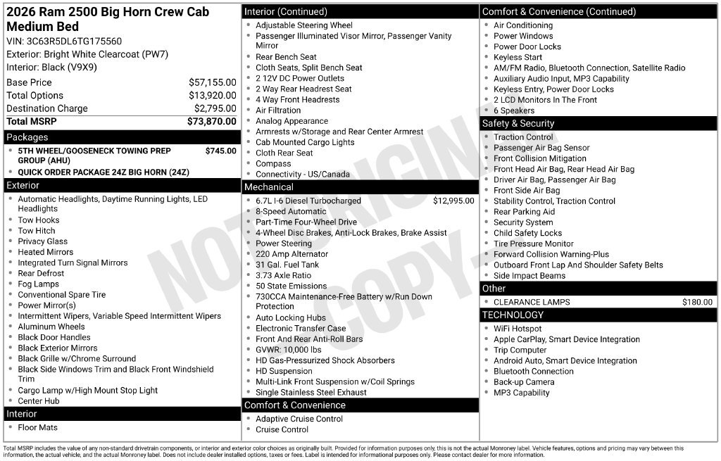 New 2026 RAM 2500 Big Horn AWD/4WD image 6
