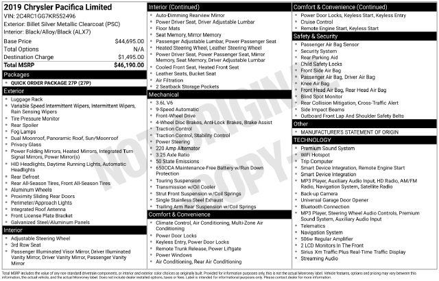 Used 2019 Chrysler Pacifica Limited FWD image 6