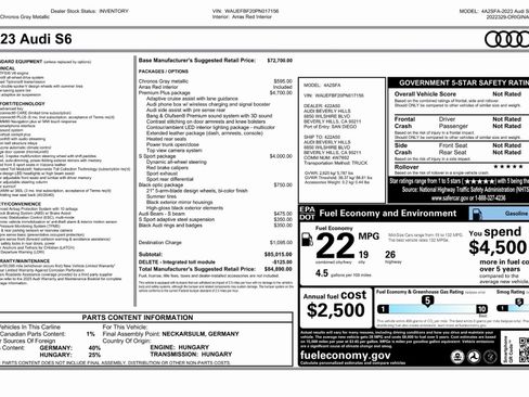 Used 2023 Audi S6 Premium Plus w/ Premium Plus Package image 86