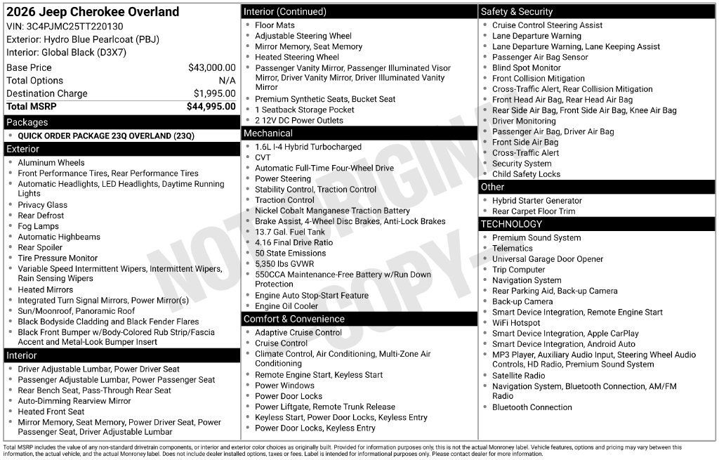 Used 2026 Jeep Cherokee Overland AWD/4WD image 5