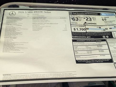 New 2026 Mercedes-Benz S 580e 4MATIC Sedan image 21