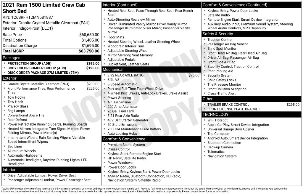Used 2021 RAM 1500 Limited w/ Protection Group AWD/4WD image 31