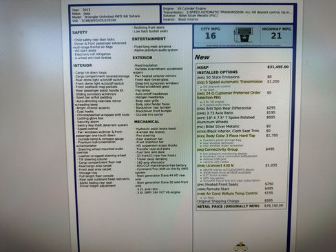 Used 2013 Jeep Wrangler Unlimited Sahara w/ Connectivity Group image 25