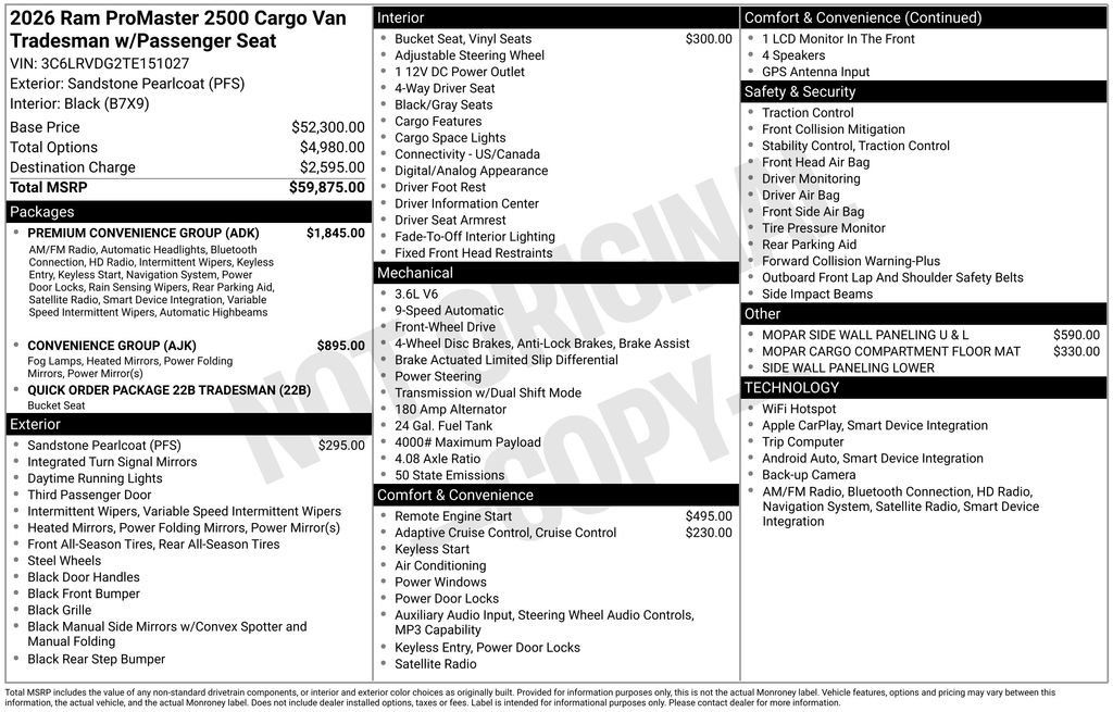 New 2026 RAM ProMaster 2500 w/ Premium Convenience Group FWD image 5