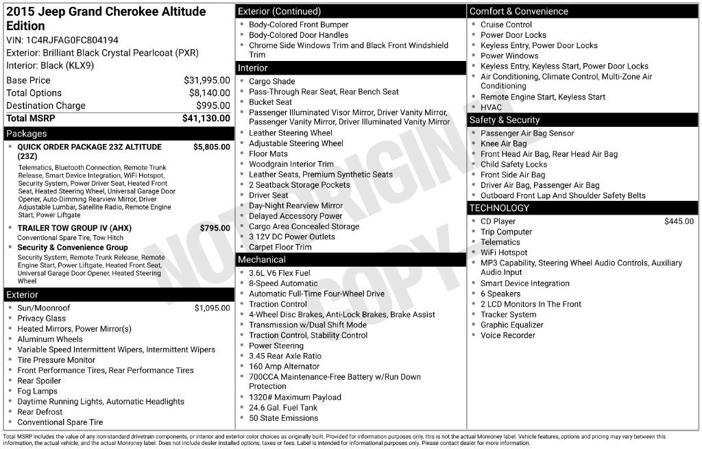 Used 2015 Jeep Grand Cherokee Altitude AWD/4WD image 9