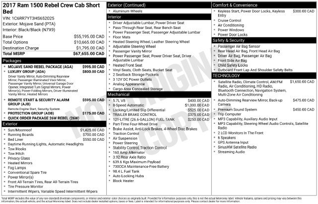 Used 2017 RAM 1500 Rebel w/ Mojave Sand Rebel Package AWD/4WD image 24