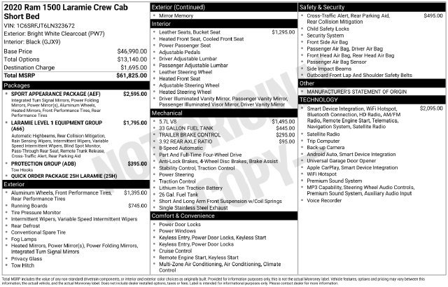 Used 2020 RAM 1500 Laramie w/ Sport Appearance Package AWD/4WD image 6