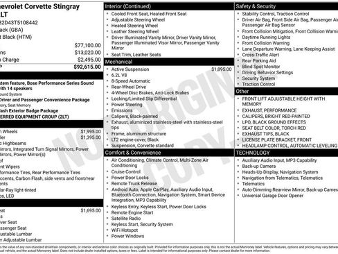 Used 2026 Chevrolet Corvette Stingray Preferred Cpe w/ 2LT RWD image 2