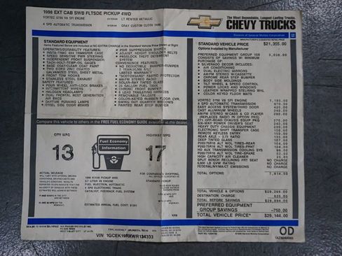 Used 1998 Chevrolet Silverado 1500 4x4 Extended Cab w/ Preferred Equipment Group 2 image 69