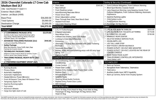 New 2026 Chevrolet Colorado LT w/ LT Convenience Package RWD image 4