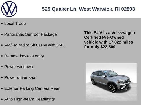 Certified 2023 Volkswagen Taos SE w/ Panoramic Sunroof Package image 7