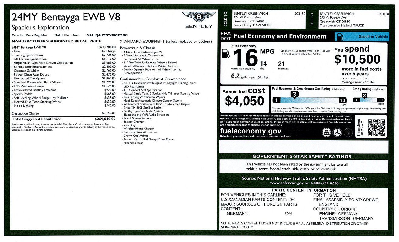 Used 2024 Bentley Bentayga Extended Wheelbase AWD/4WD image 50