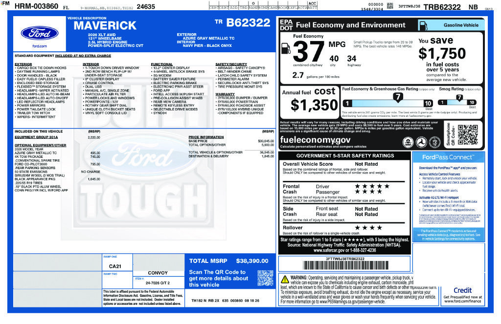 New 2026 Ford Maverick XLT w/ Equipment Group 301A AWD/4WD image 8