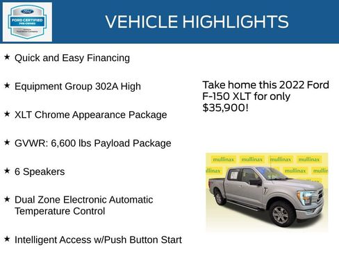 Certified 2022 Ford F150 XLT w/ Equipment Group 302A High image 34
