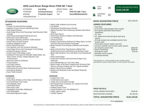 Used 2025 Land Rover Range Rover Long Wheelbase SE AWD/4WD image 7