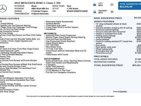 Used 2023 Mercedes-Benz C 300 Sedan w/ AMG Line w/ Night Package image 3