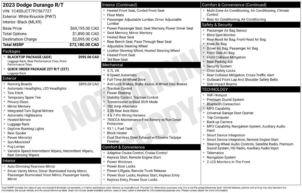 Used 2023 Dodge Durango R/T w/ Blacktop Package AWD/4WD image 15