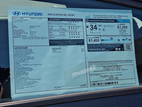 New 2026 Hyundai Elantra Sport FWD image 3