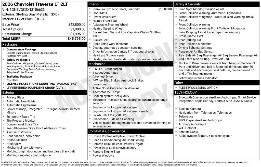 Certified 2026 Chevrolet Traverse LT AWD/4WD image 2