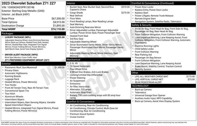 Used 2023 Chevrolet Suburban Z71 w/ Luxury Package AWD/4WD image 2