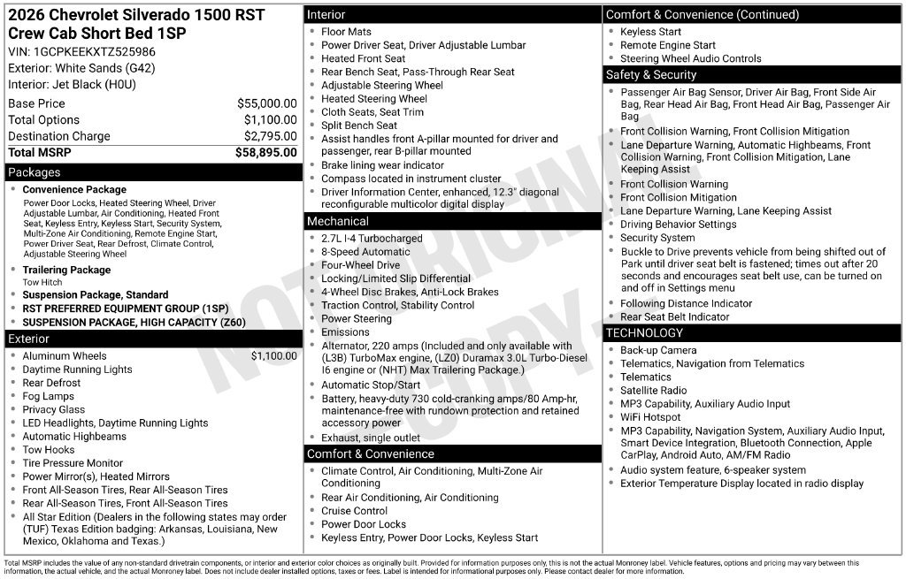 New 2026 Chevrolet Silverado 1500 RST AWD/4WD image 30