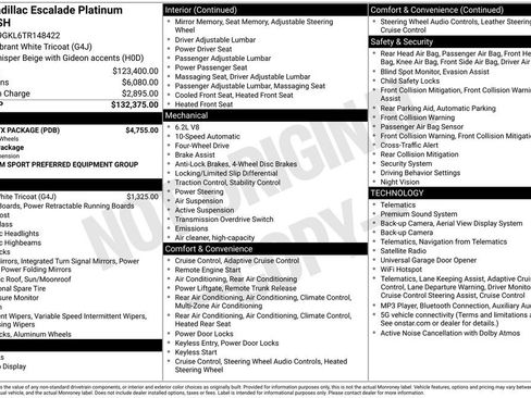 Certified 2026 Cadillac Escalade Platinum Sport w/ LPO, ONYX Package AWD/4WD image 36