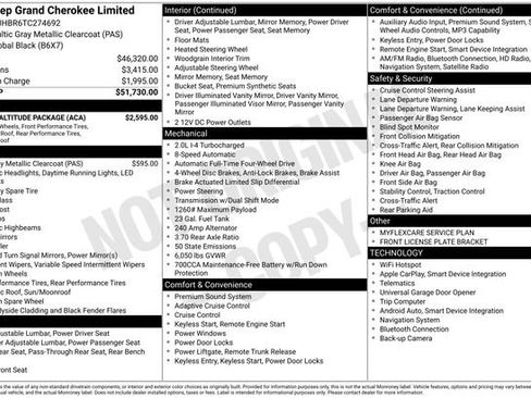 New 2026 Jeep Grand Cherokee Limited w/ Limited Altitude Package AWD/4WD image 47
