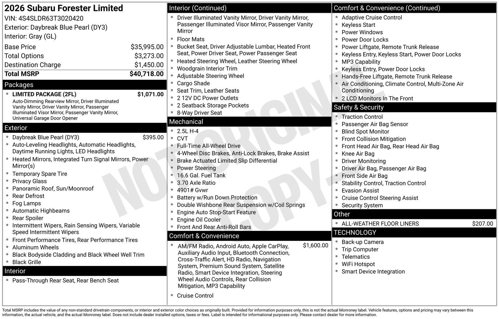 Used 2026 Subaru Forester Limited w/ Limited Package AWD/4WD image 7
