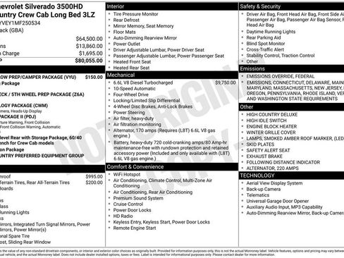 Used 2021 Chevrolet Silverado 3500 High Country w/ Snow Plow Prep/Camper Package image 30