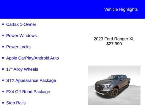 Used 2023 Ford Ranger XL w/ FX4 Off-Road Package AWD/4WD image 2