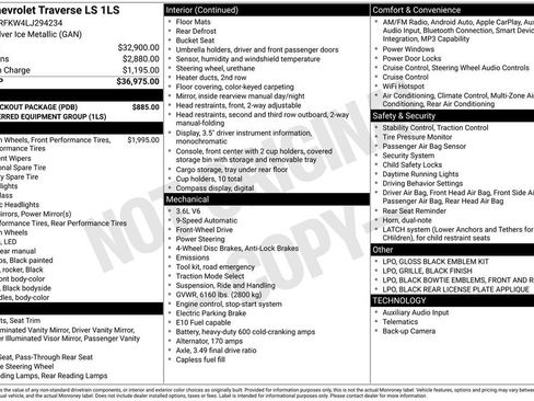 Used 2020 Chevrolet Traverse LS w/ LPO, Blackout Package image 3