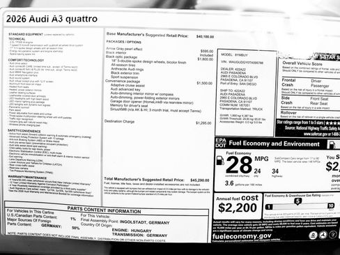 New 2026 Audi A3 2.0T Premium AWD/4WD image 24