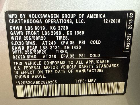 Used 2019 Volkswagen Atlas SE AWD/4WD image 20